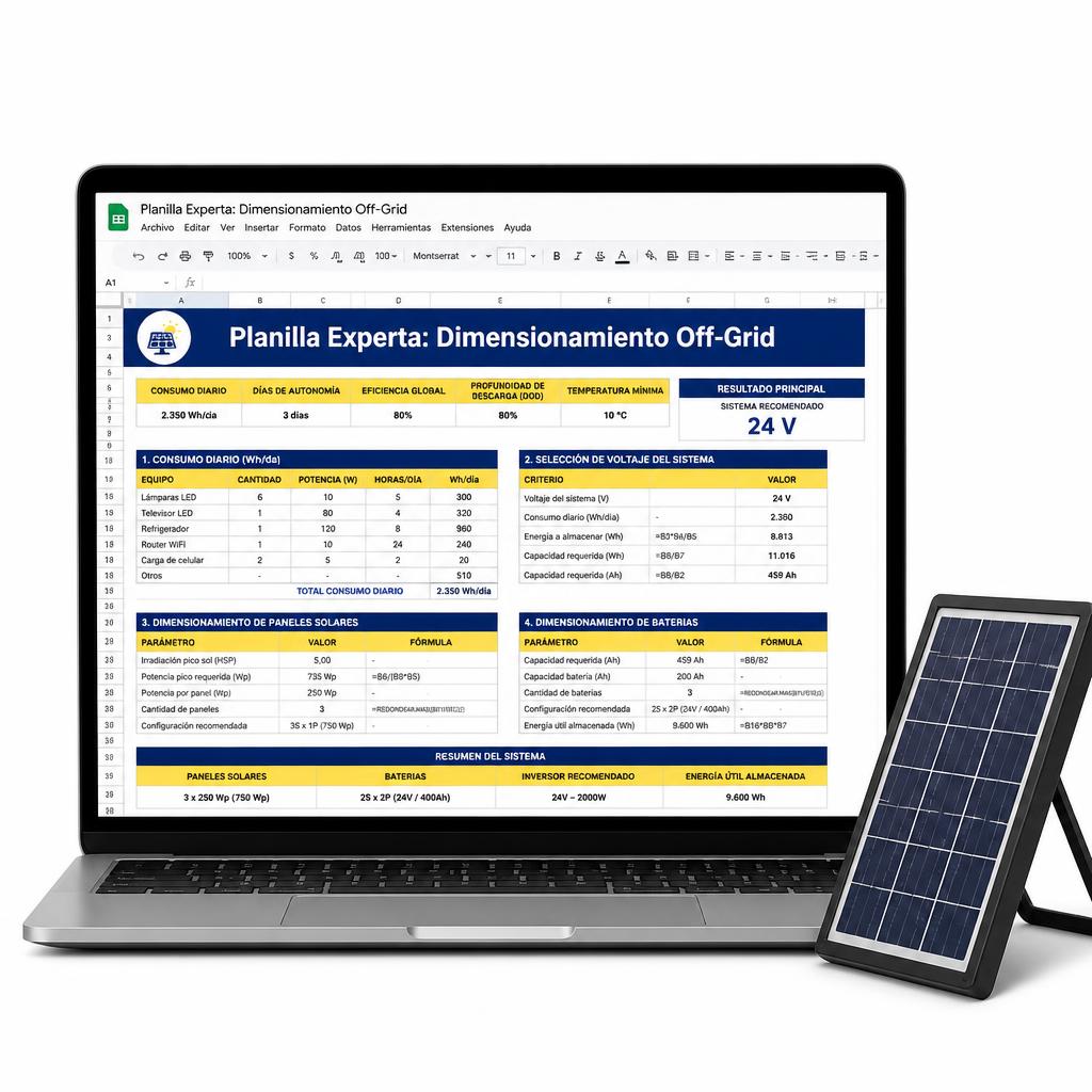 Planilla Experta: Dimensionamiento Off-Grid
